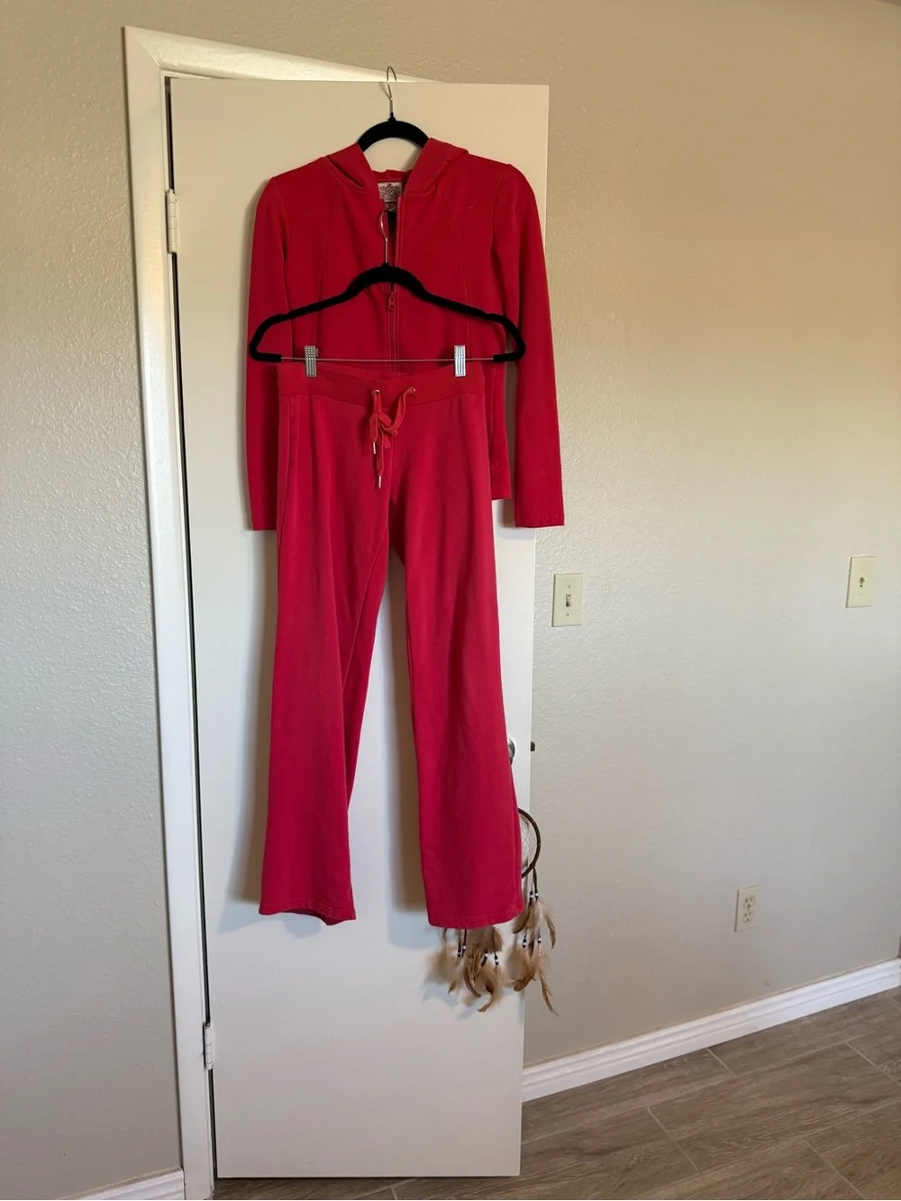 Juicy Couture Red Hoodie and Drawstring Track Pants Set